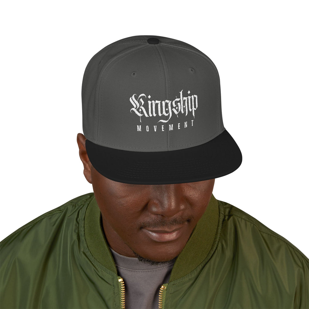 Embroidered 'Kingship Movement' Snapback Flat Bill Hat
