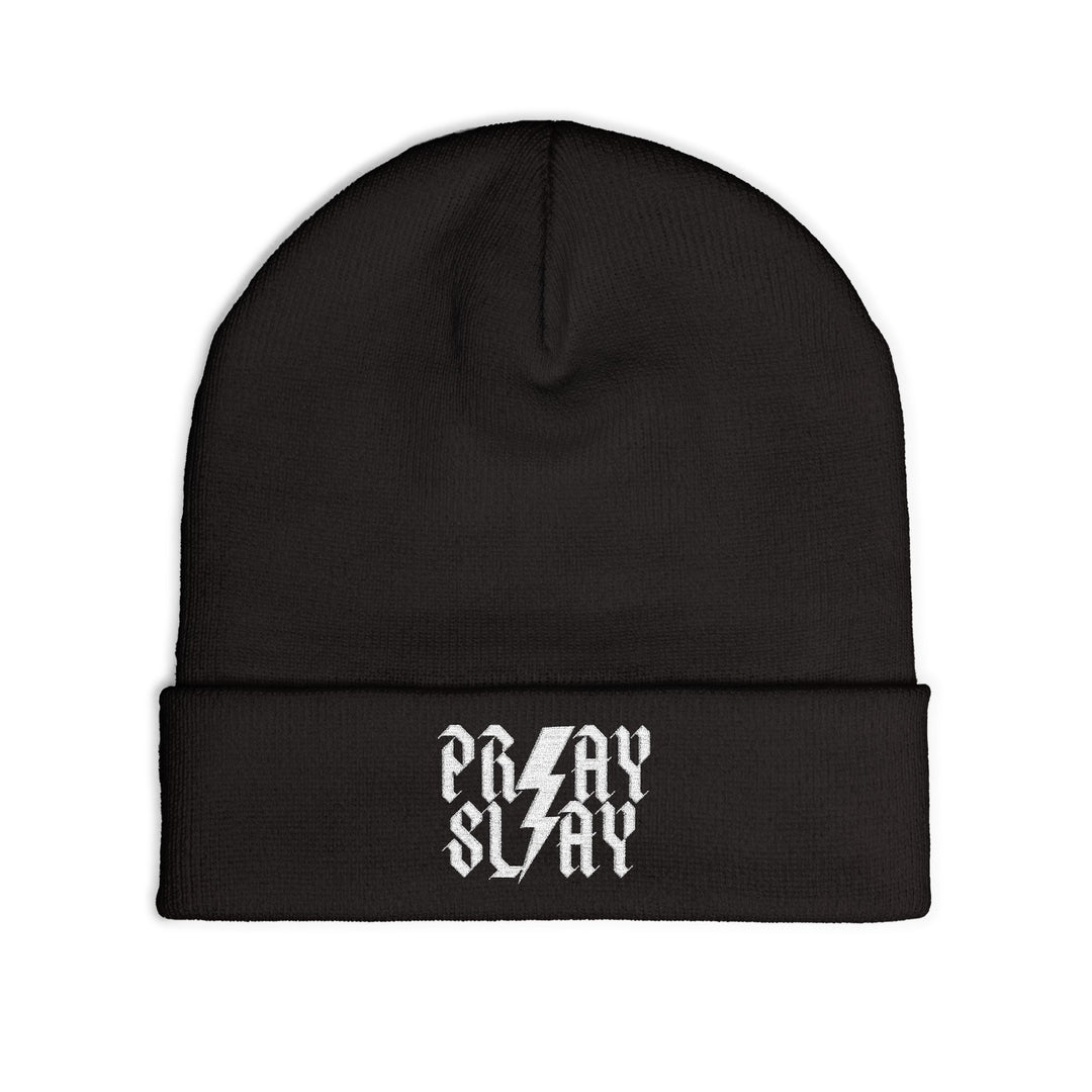 Embroidered 'Pray Slay' Knit Beanie