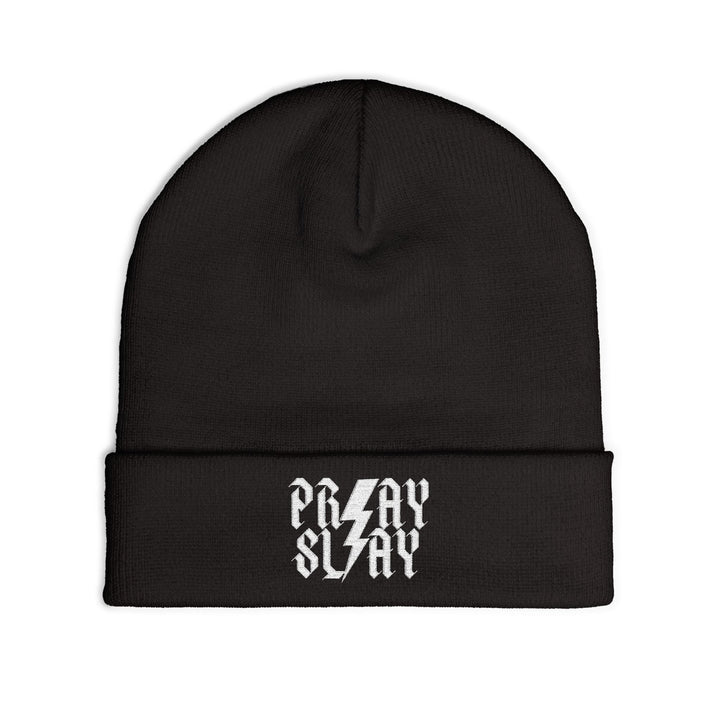 Embroidered 'Pray Slay' Knit Beanie