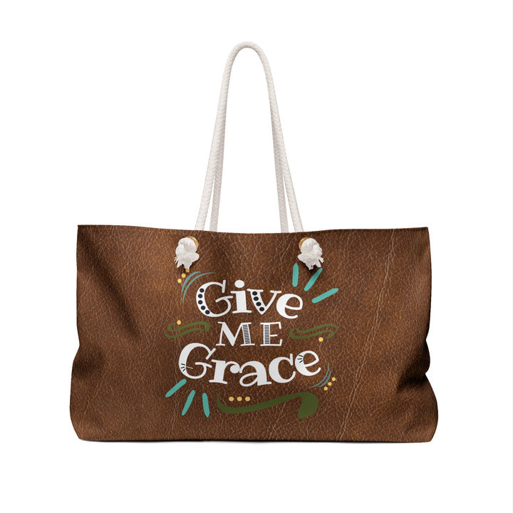 Weekender Bag — 'Give Me Grace' Large Canvas Travel Tote