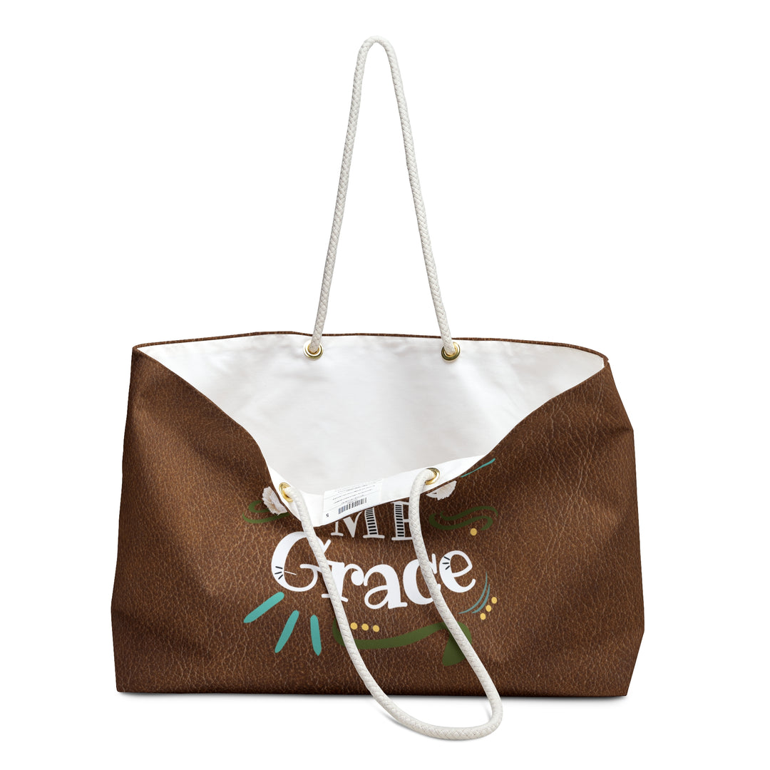 Weekender Bag — 'Give Me Grace' Large Canvas Travel Tote