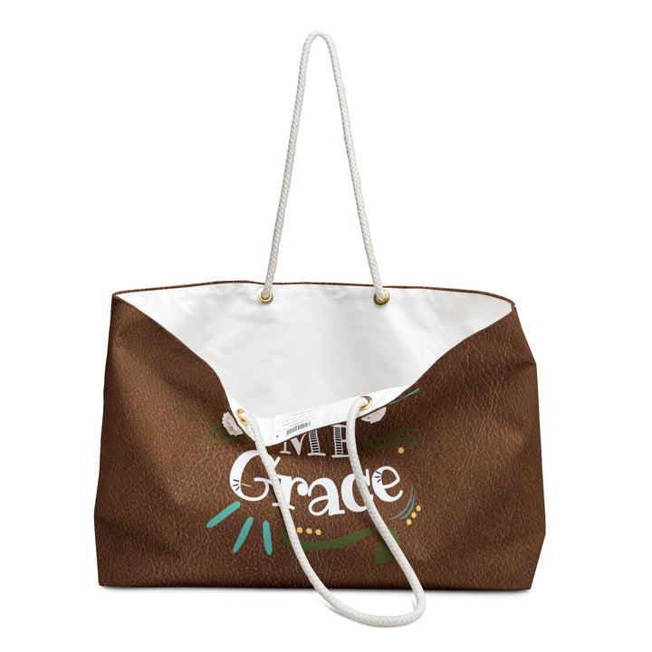 Weekender Bag — 'Give Me Grace' Large Canvas Travel Tote