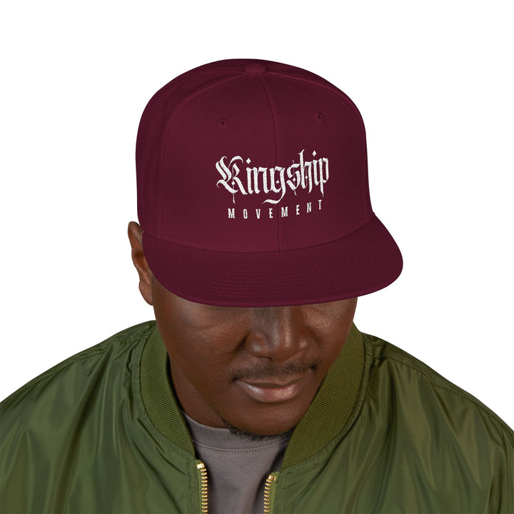 Embroidered 'Kingship Movement' Snapback Flat Bill Hat