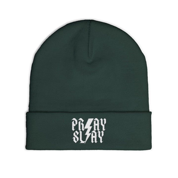 Embroidered 'Pray Slay' Knit Beanie