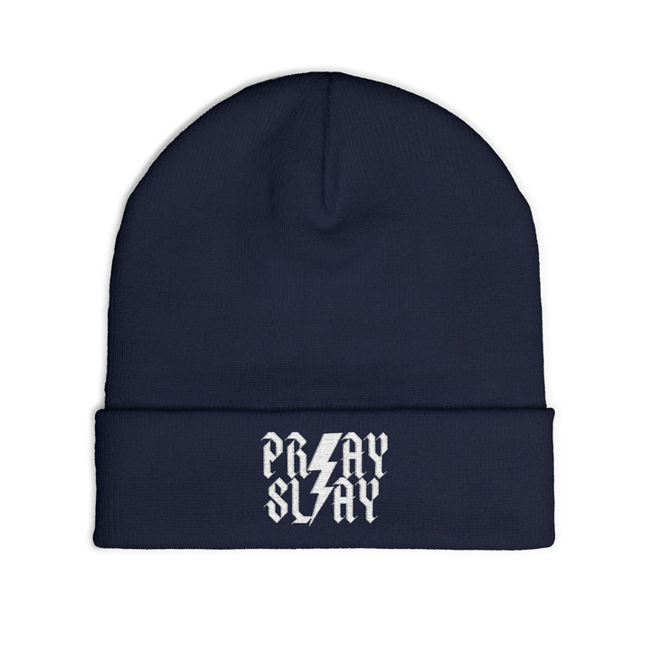 Embroidered 'Pray Slay' Knit Beanie