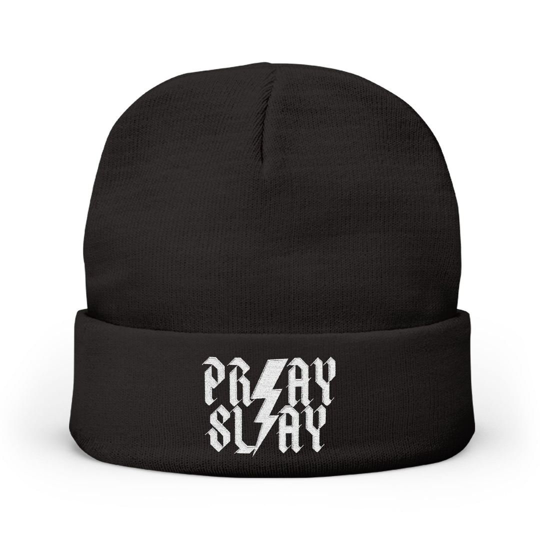 Embroidered 'Pray Slay' Knit Beanie