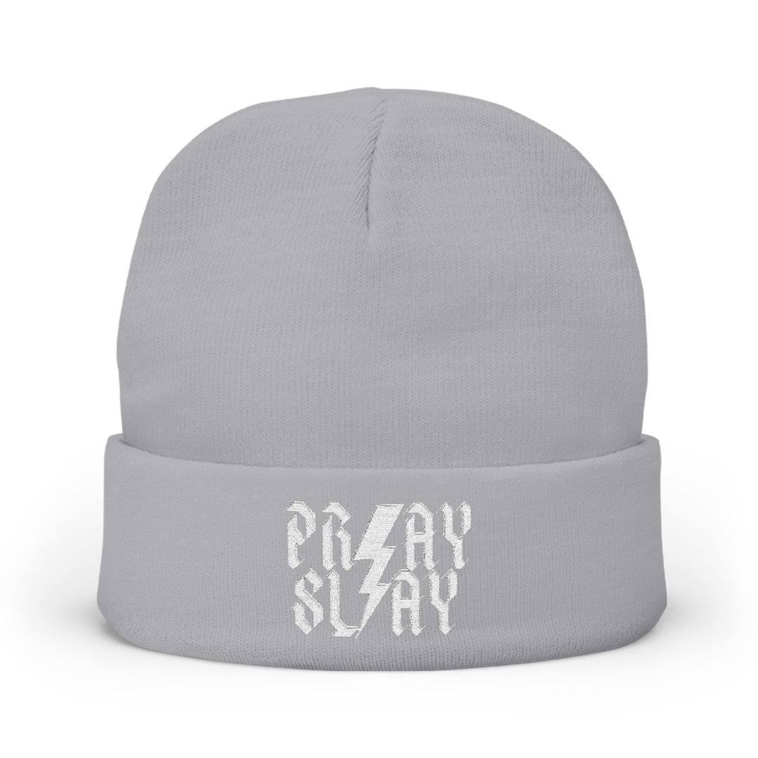 Embroidered 'Pray Slay' Knit Beanie