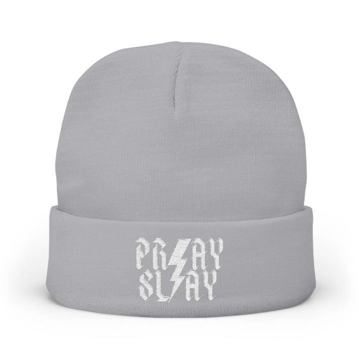 Embroidered 'Pray Slay' Knit Beanie