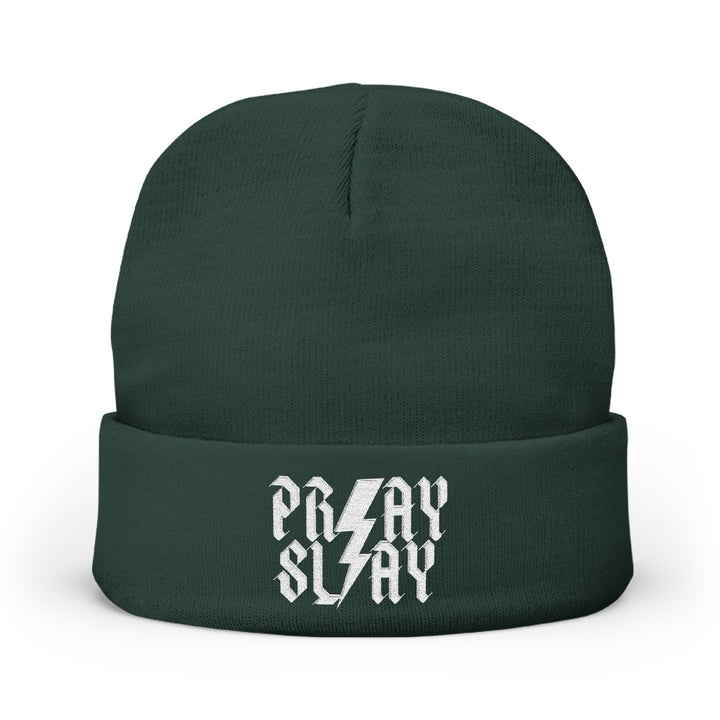 Embroidered 'Pray Slay' Knit Beanie