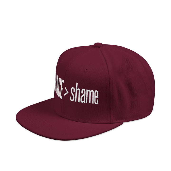 Embroidered 'Grace > Shame' Snapback Flat Bill Hat
