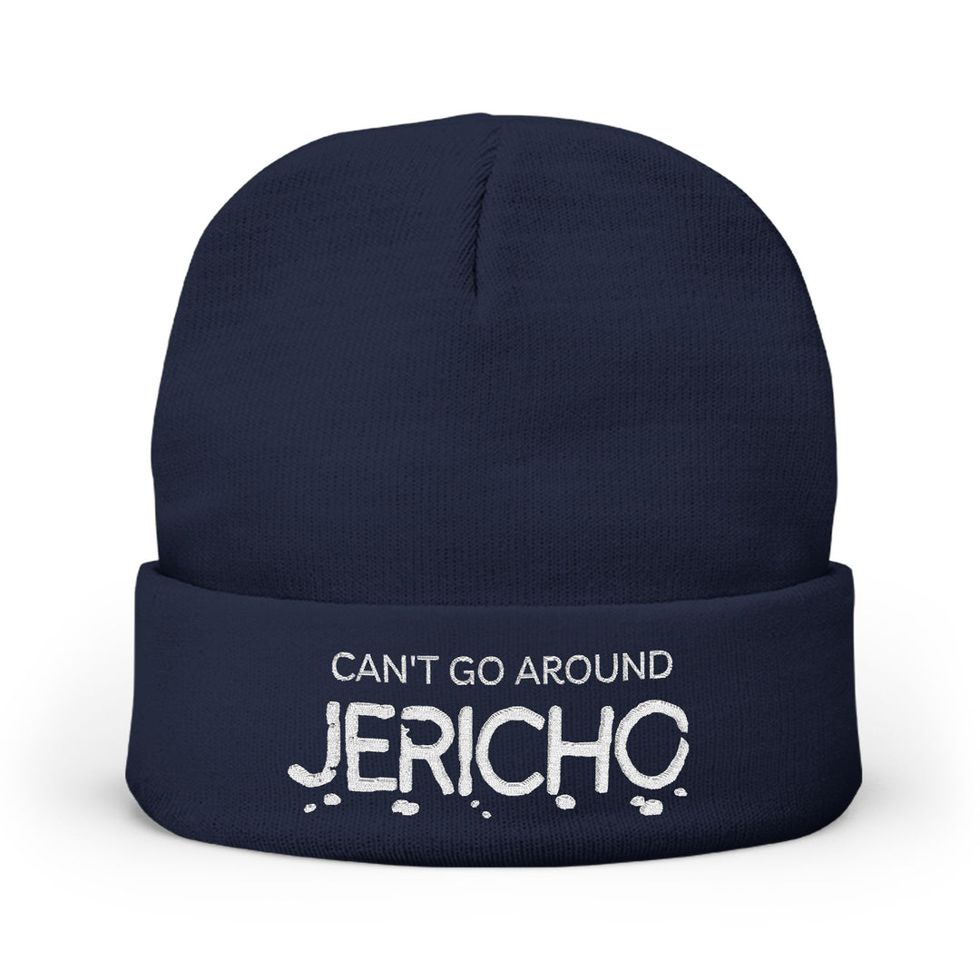 Embroidered 'Can't Go Around Jericho' Knit Beanie