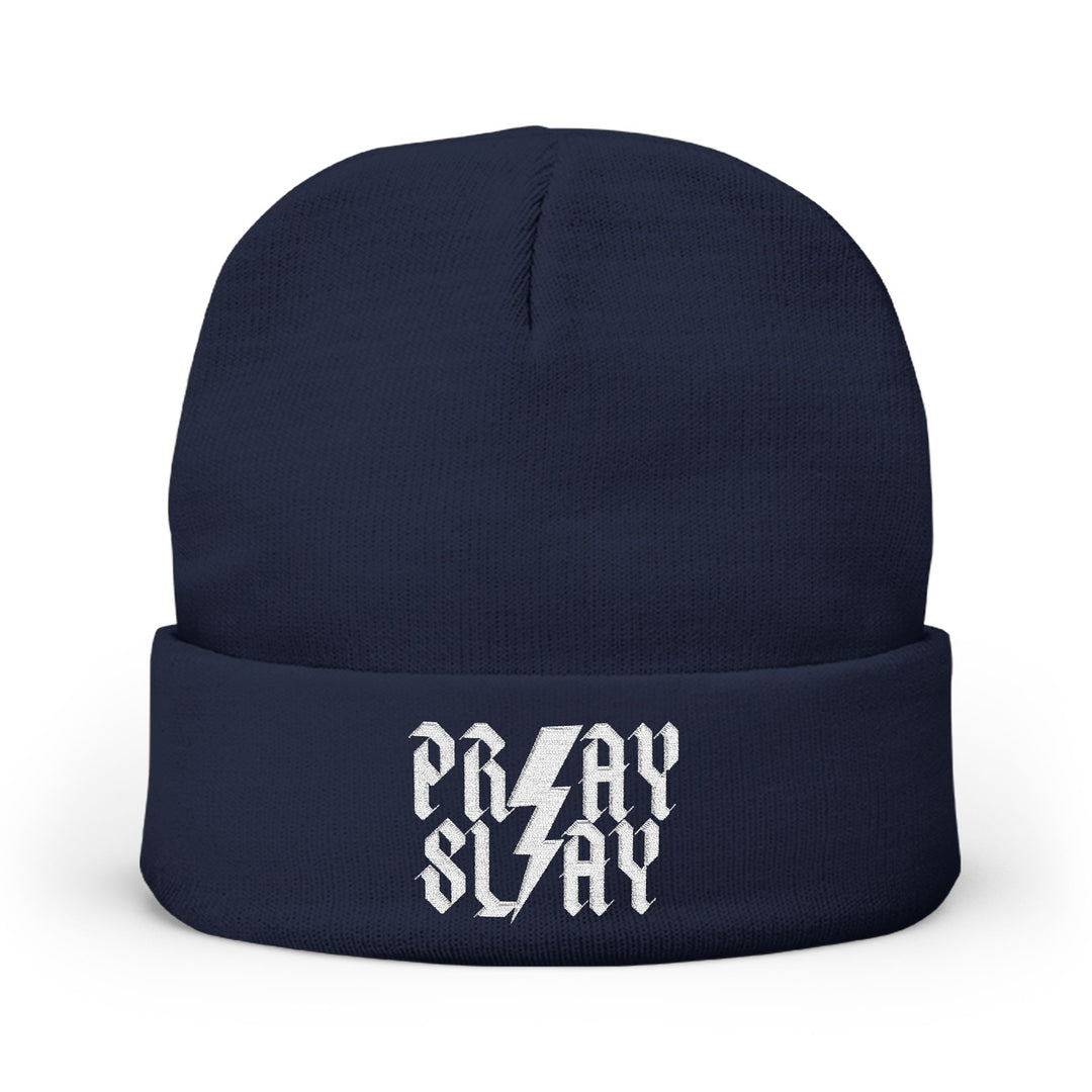 Embroidered 'Pray Slay' Knit Beanie