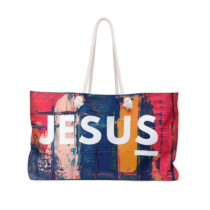 Weekender Bag — 'Jesus is Life' Large Canvas Travel Tote