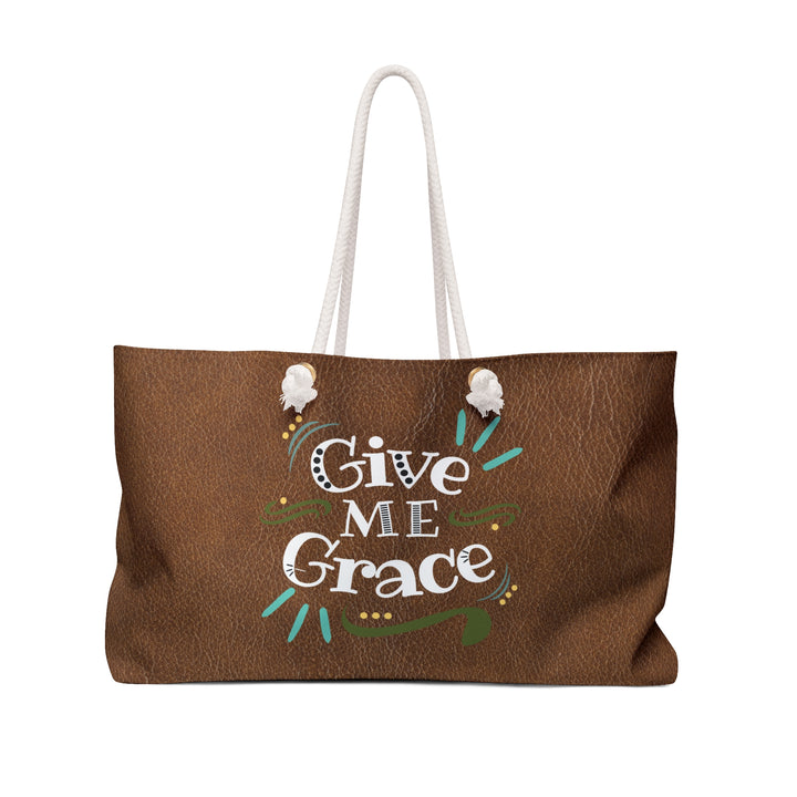 Weekender Bag — 'Give Me Grace' Large Canvas Travel Tote