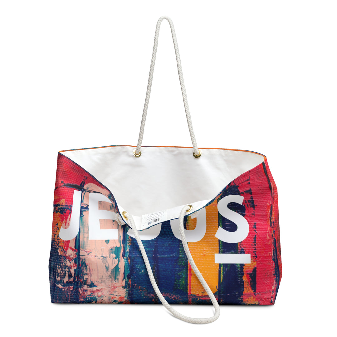 Weekender Bag — 'Jesus is Life' Large Canvas Travel Tote