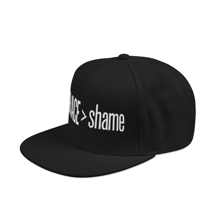 Embroidered 'Grace > Shame' Snapback Flat Bill Hat